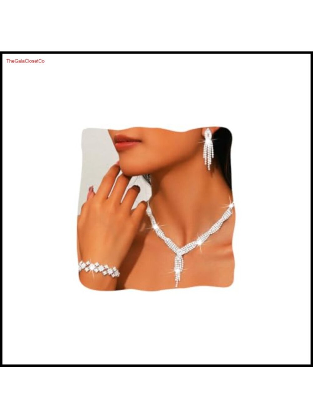 Rhinestone Bridal Jewelry Set Necklace Bracelet Earrings Ring